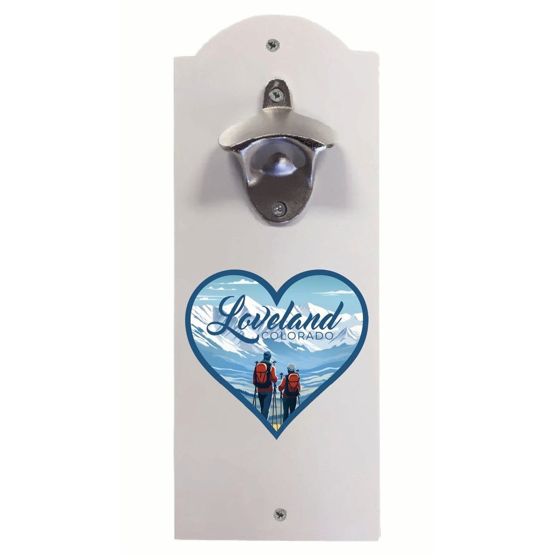 Loveland Colorado Ski Love Design Souvenir Wall mounted bottle opener Image 1