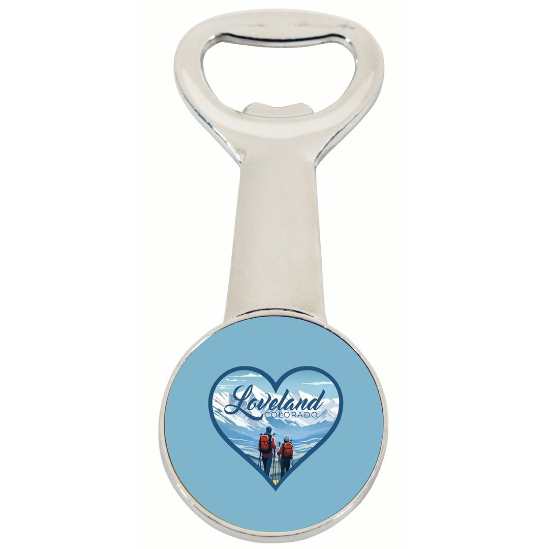 Loveland Colorado Ski Love Design Souvenir Magnetic Bottle Opener Image 1