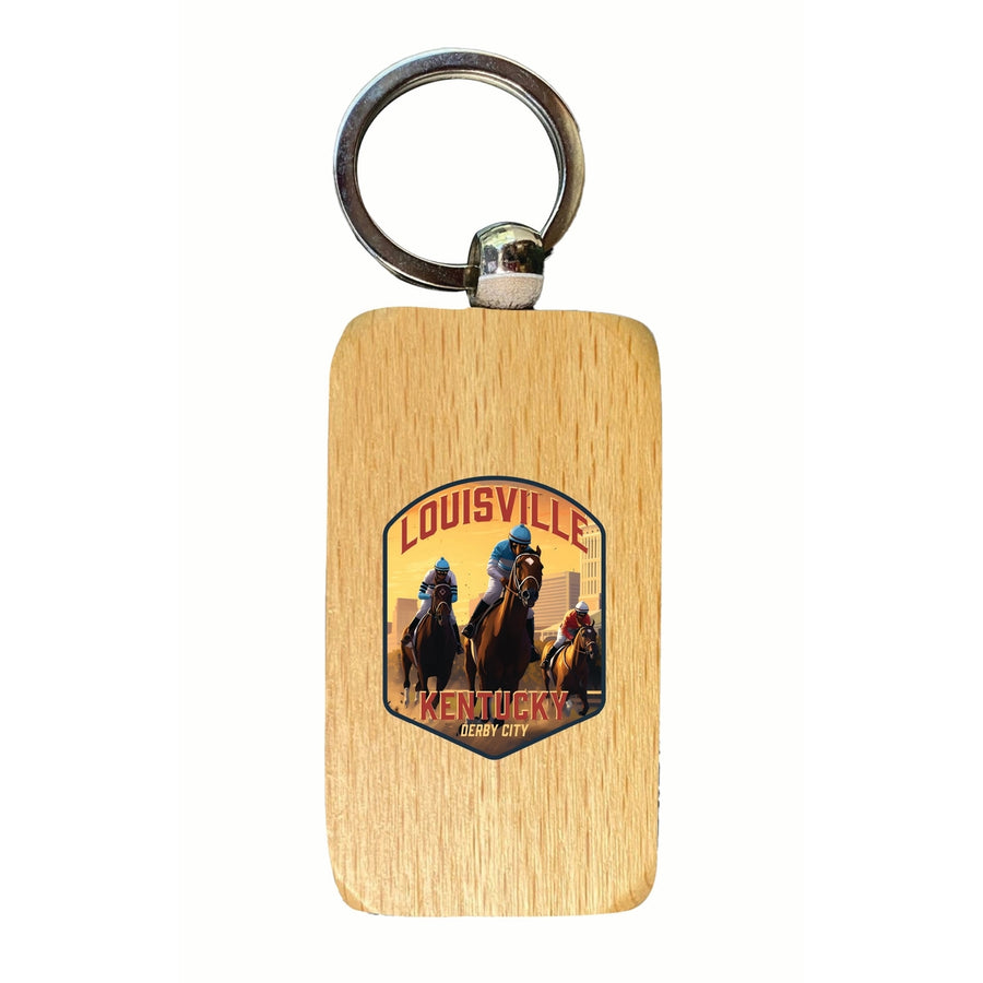 Louisville Kentucky Derby City Design Souvenir 2.5x1-Inch Souvenir Wooden Keychain Image 1