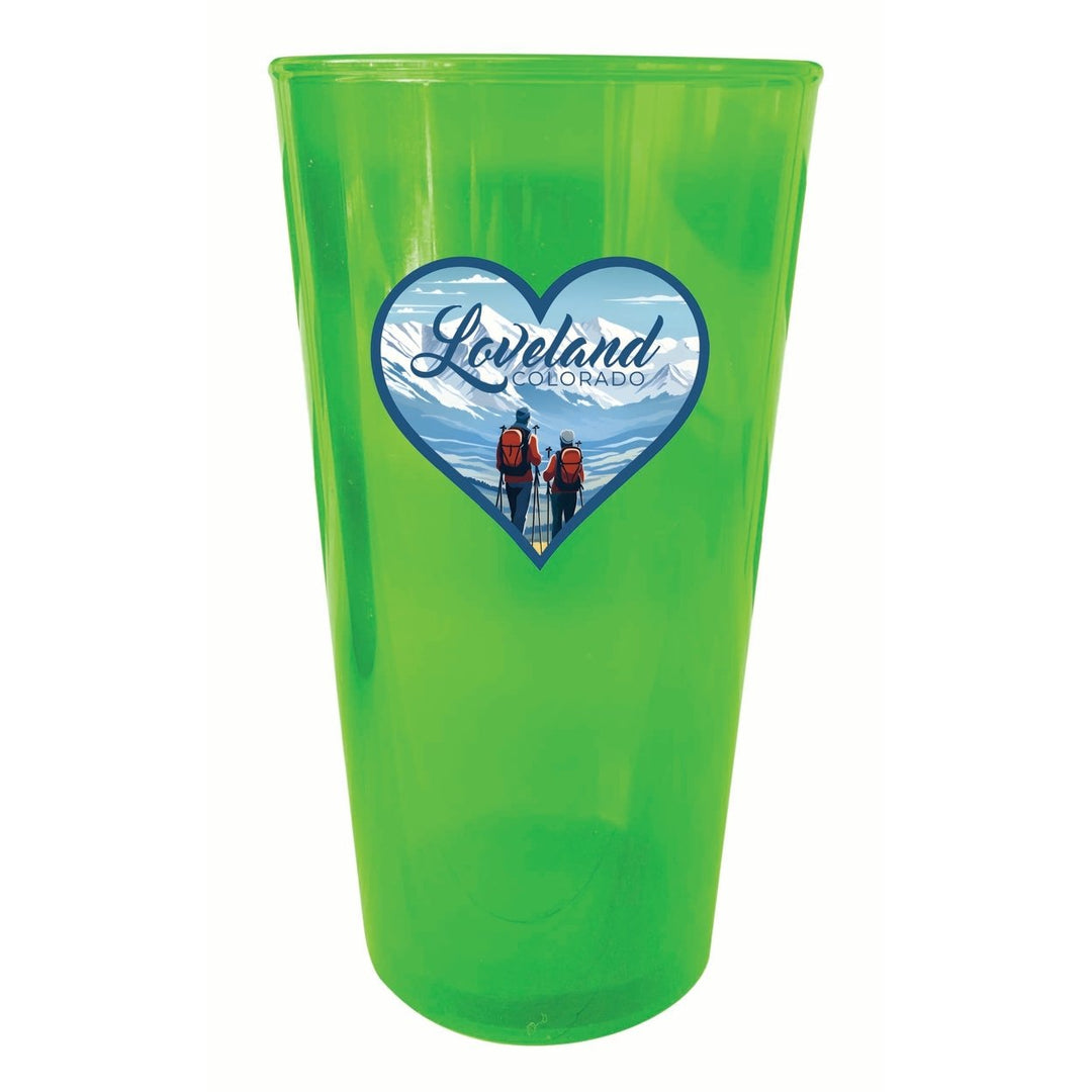 Loveland Colorado Ski Love Design Souvenir Plastic 16 oz pint Image 3