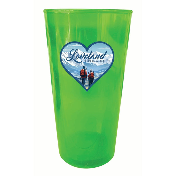 Loveland Colorado Ski Love Design Souvenir Plastic 16 oz pint Image 1