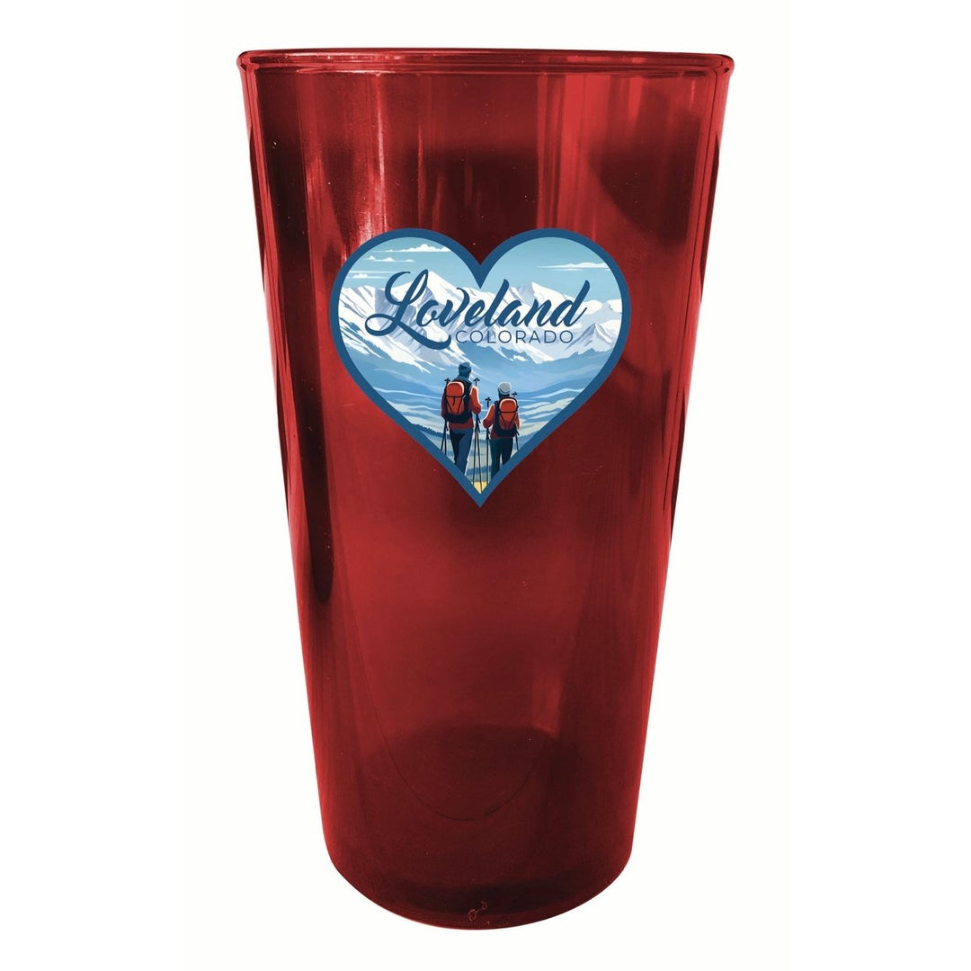 Loveland Colorado Ski Love Design Souvenir Plastic 16 oz pint Image 4