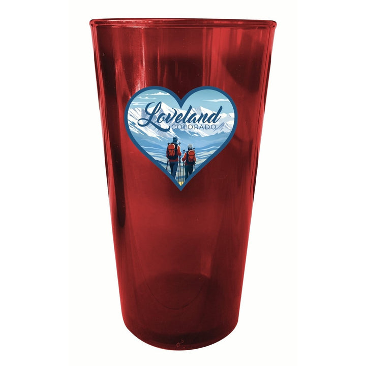 Loveland Colorado Ski Love Design Souvenir Plastic 16 oz pint Image 4