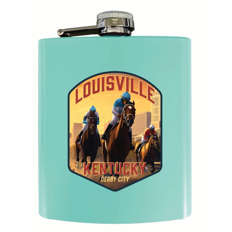 Louisville Kentucky Derby City Design Souvenir 7 oz Steel Flask Matte Finish Image 1