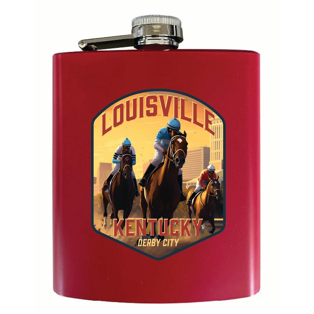 Louisville Kentucky Derby City Design Souvenir 7 oz Steel Flask Matte Finish Image 2