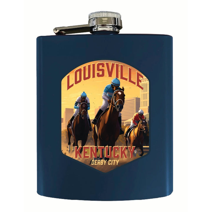 Louisville Kentucky Derby City Design Souvenir 7 oz Steel Flask Matte Finish Image 3