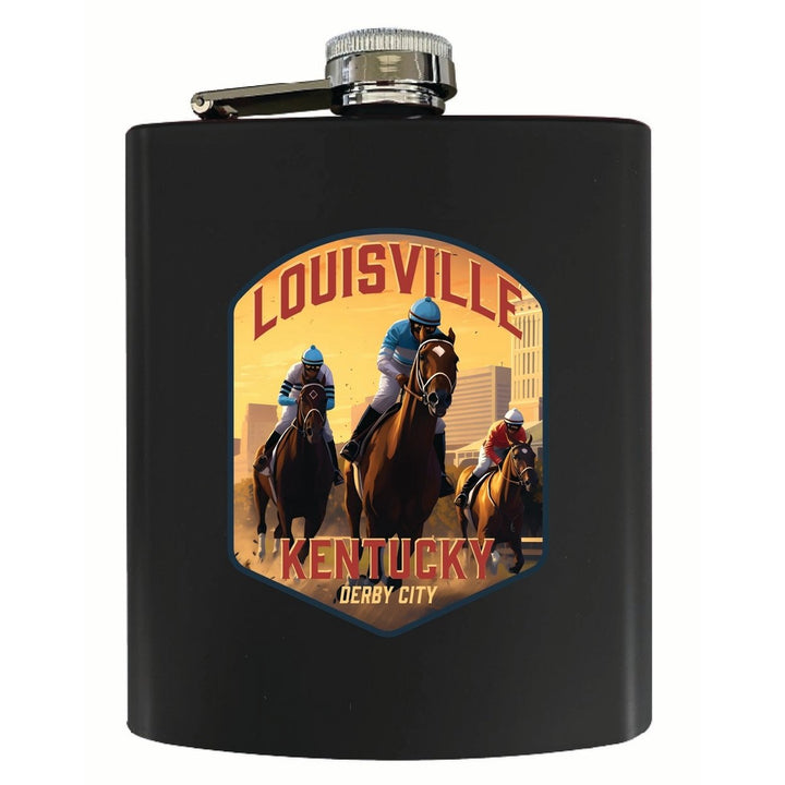 Louisville Kentucky Derby City Design Souvenir 7 oz Steel Flask Matte Finish Image 1