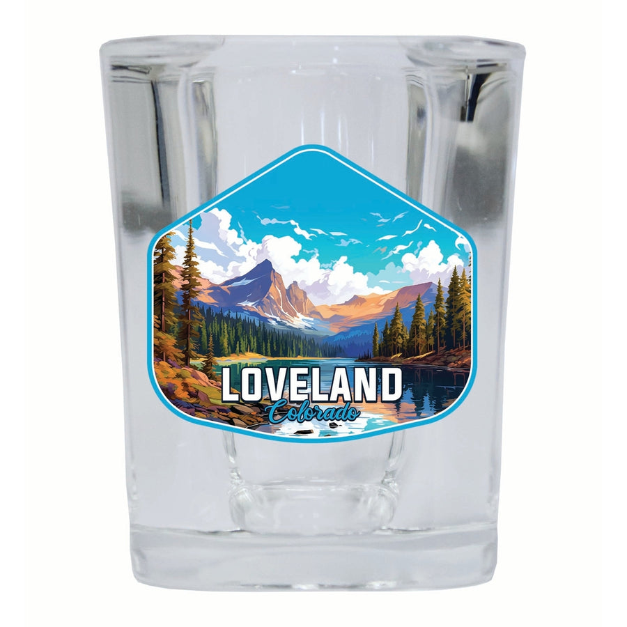 Loveland Colorado Mountain Landscape Design Souvenir 2 Ounce Shot Glass Square Image 1