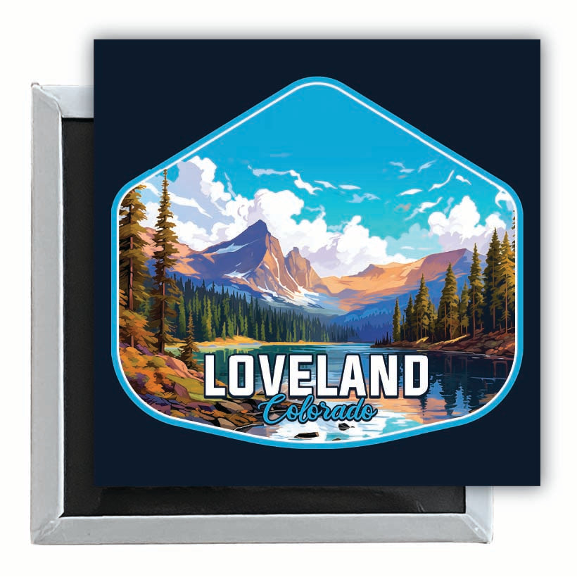 Loveland Colorado Mountain Landscape Design Souvenir 2.5 x 2.5-Inch Fridge Magnet Image 1