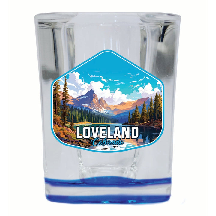 Loveland Colorado Mountain Landscape Design Souvenir 2 Ounce Shot Glass Square Image 2