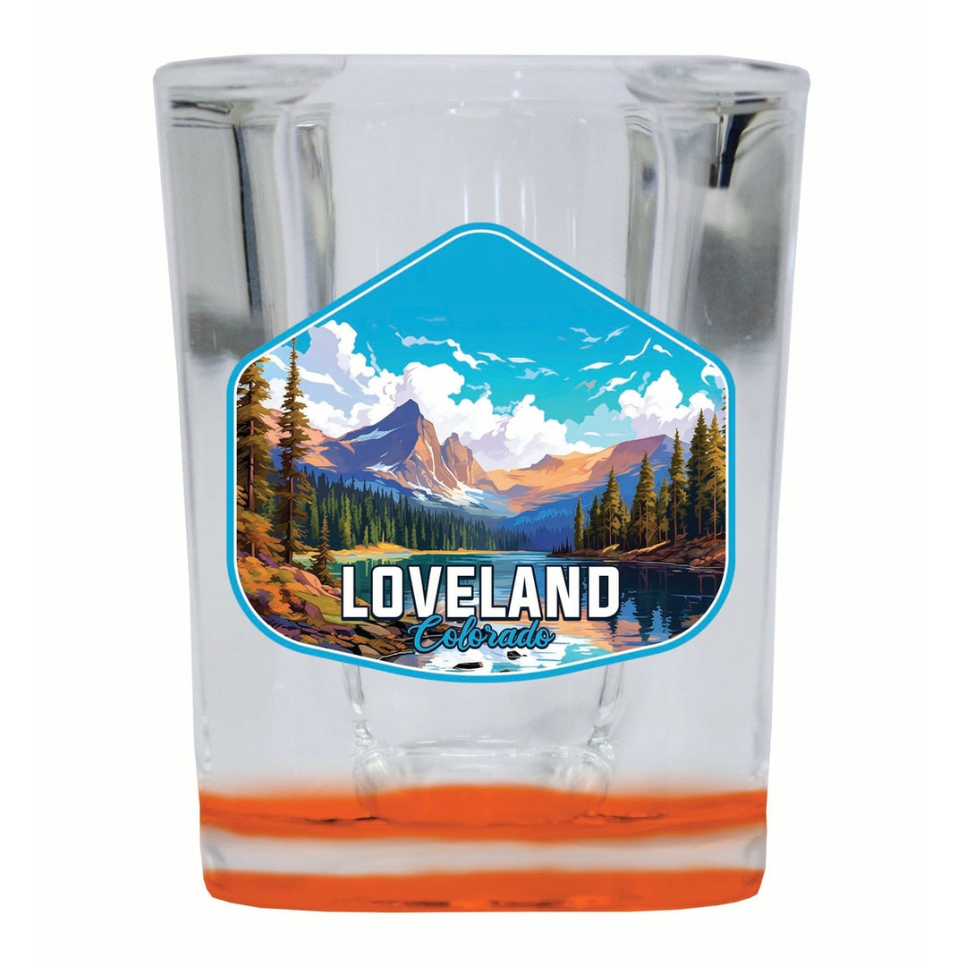 Loveland Colorado Mountain Landscape Design Souvenir 2 Ounce Shot Glass Square Image 4