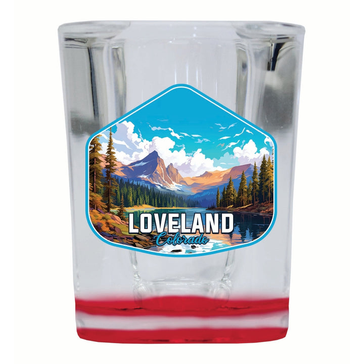 Loveland Colorado Mountain Landscape Design Souvenir 2 Ounce Shot Glass Square Image 4