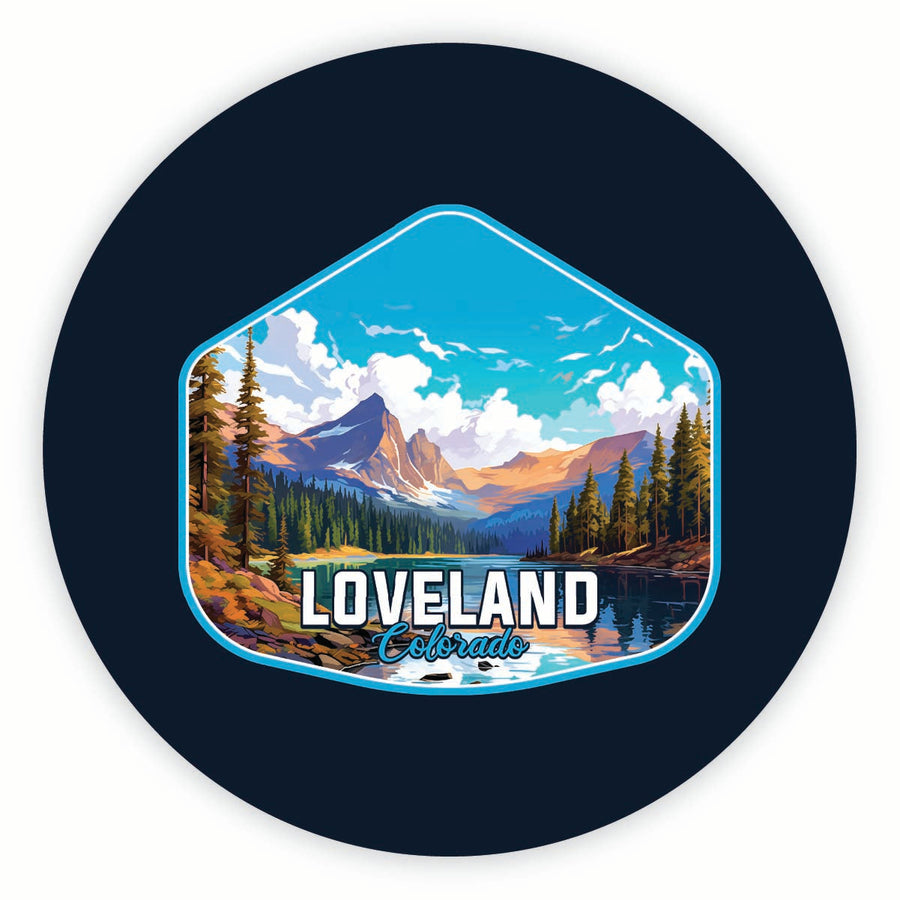 Loveland Colorado Mountain Landscape Design Souvenir Round Fridge Magnet Image 1