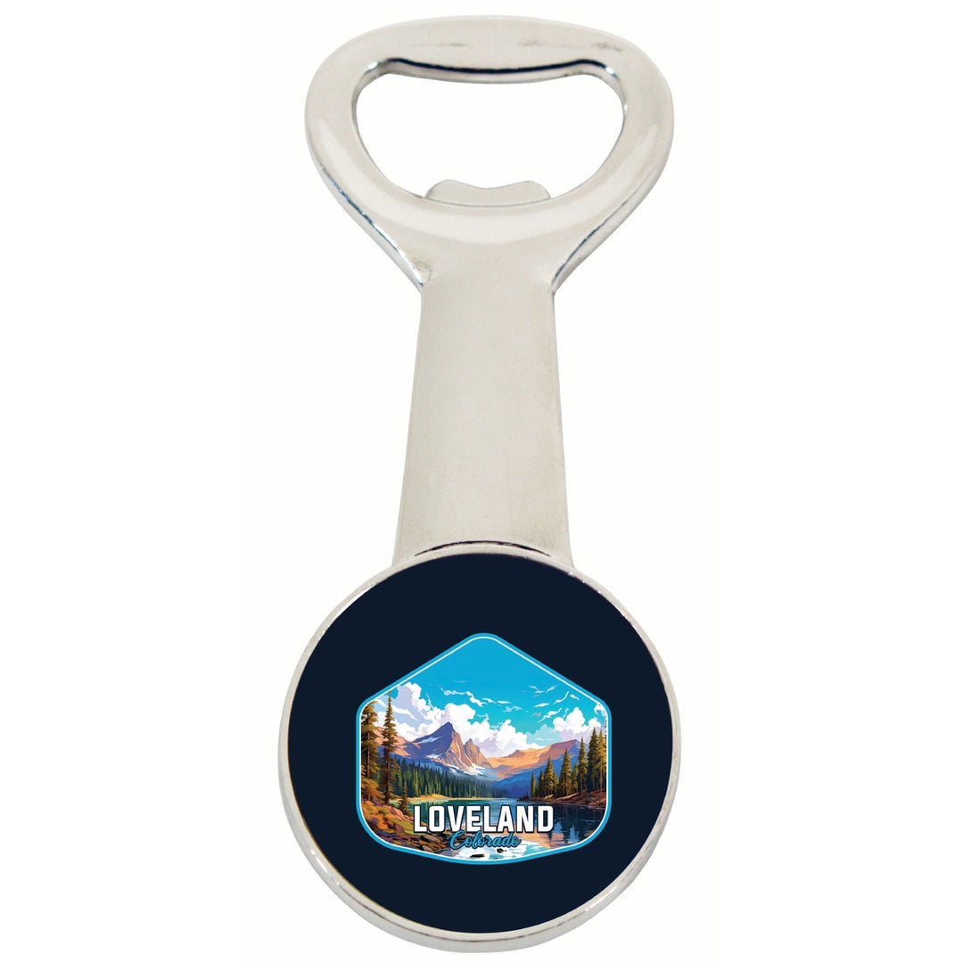 Loveland Colorado Mountain Landscape Design Souvenir Magnetic Bottle Opener Image 1