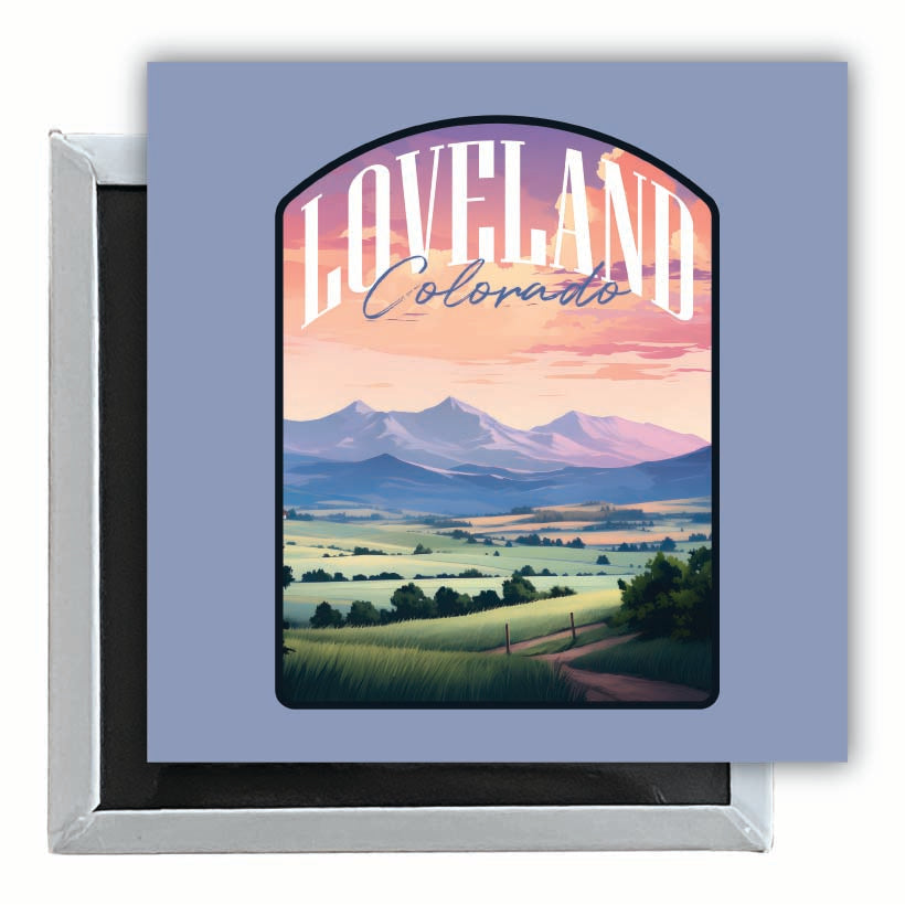 Loveland Colorado Pastel Landscape Design Souvenir 2.5 x 2.5-Inch Fridge Magnet Image 1