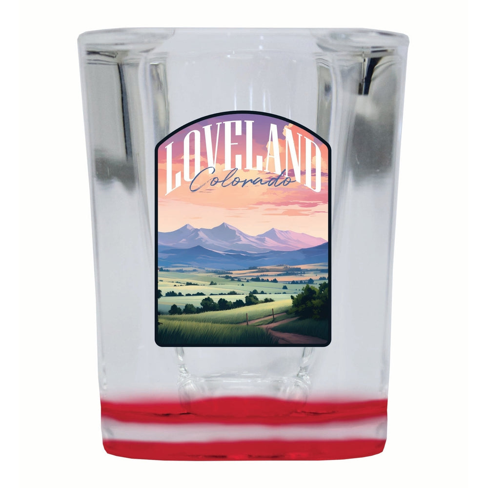 Loveland Colorado Pastel Landscape Design Souvenir 2 Ounce Shot Glass Square Image 2