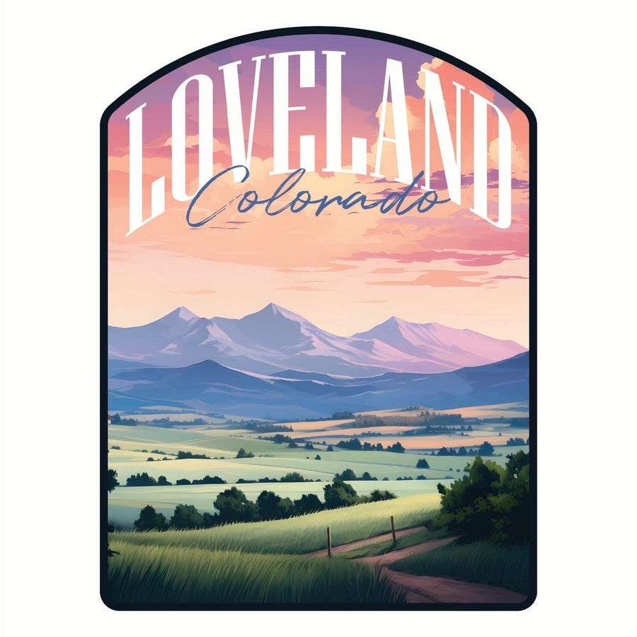 Loveland Colorado Pastel Landscape Design Souvenir Die Cut Flat Magnet Image 1