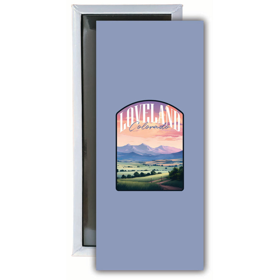 Loveland Colorado Pastel Landscape Design Souvenir Fridge Magnet 4.75 x 2 Inch Image 1