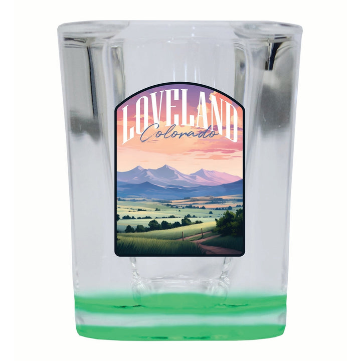 Loveland Colorado Pastel Landscape Design Souvenir 2 Ounce Shot Glass Square Image 3