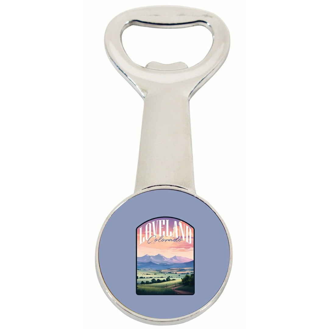 Loveland Colorado Pastel Landscape Design Souvenir Magnetic Bottle Opener Image 1