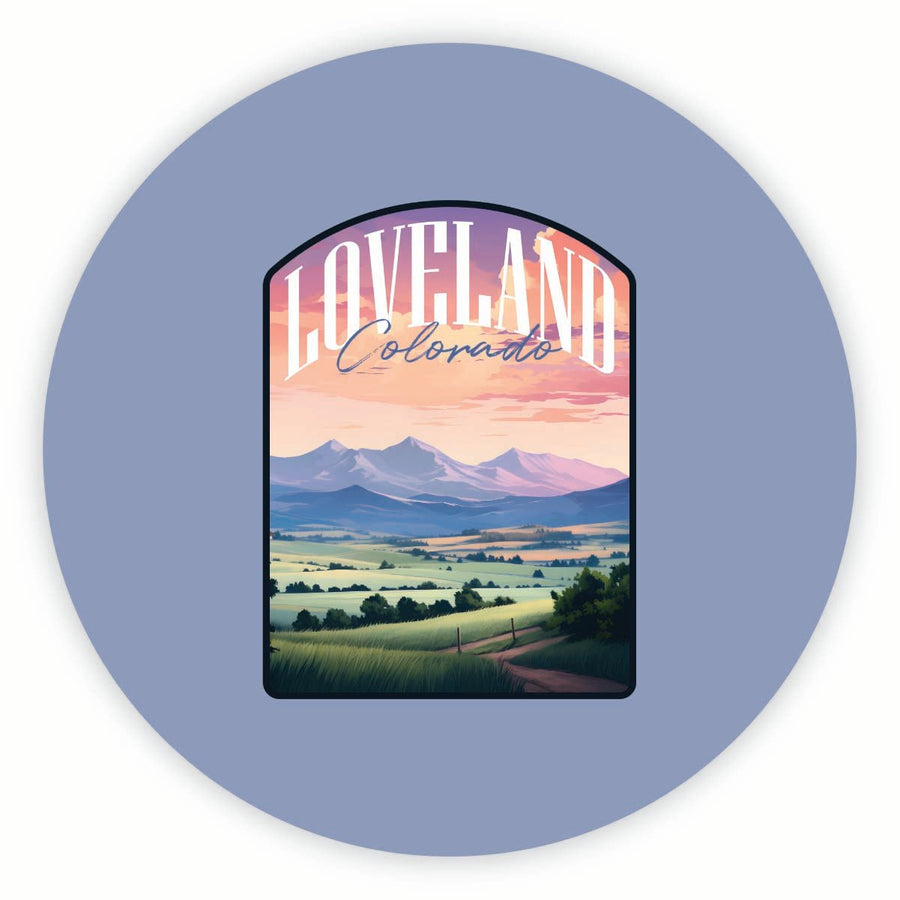 Loveland Colorado Pastel Landscape Design Souvenir Round Fridge Magnet Image 1