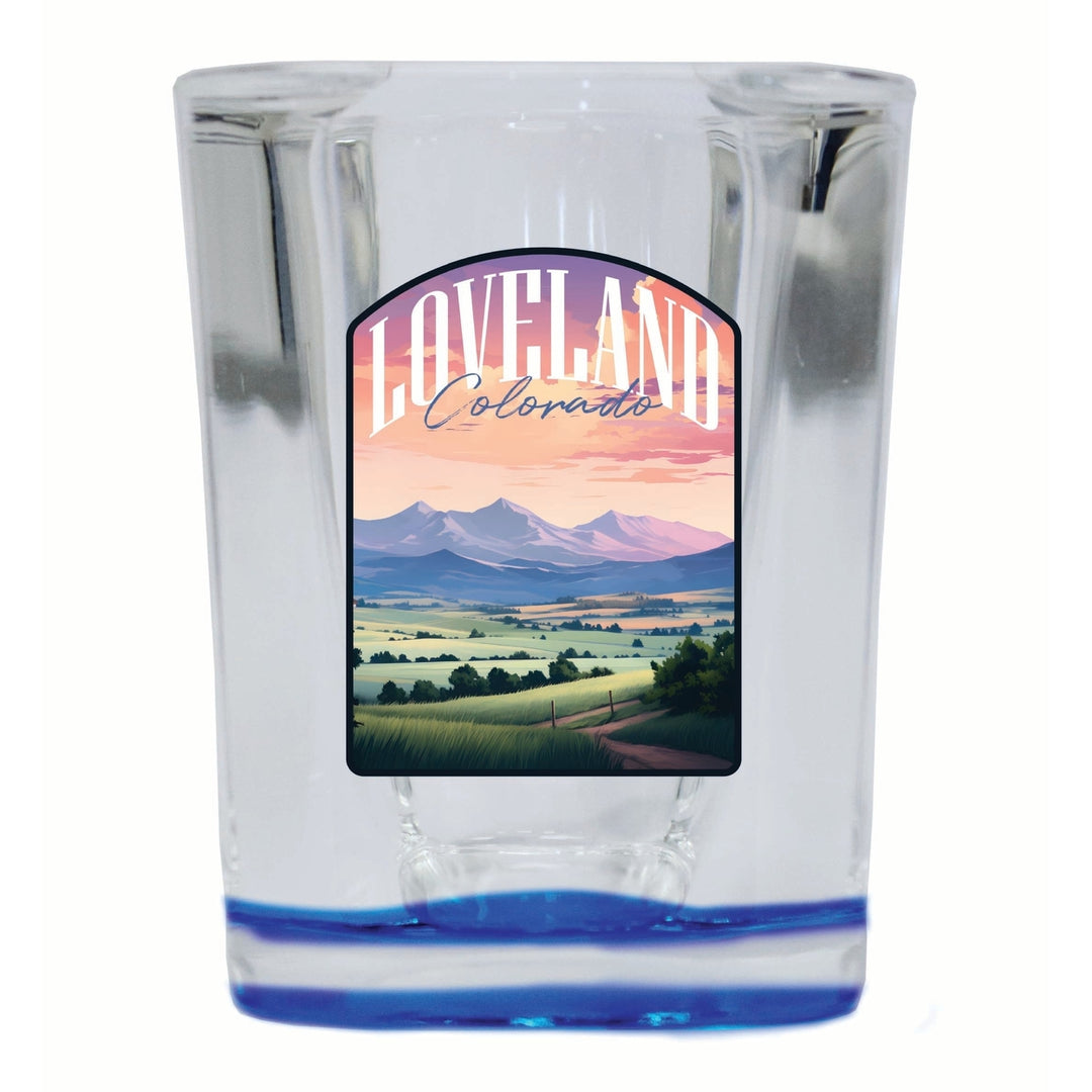 Loveland Colorado Pastel Landscape Design Souvenir 2 Ounce Shot Glass Square Image 4