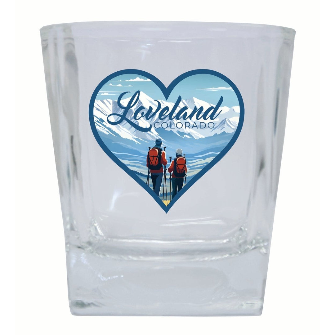 Loveland Colorado Ski Love Design Souvenir 10 oz Whiskey Glass Rocks Glass Image 1