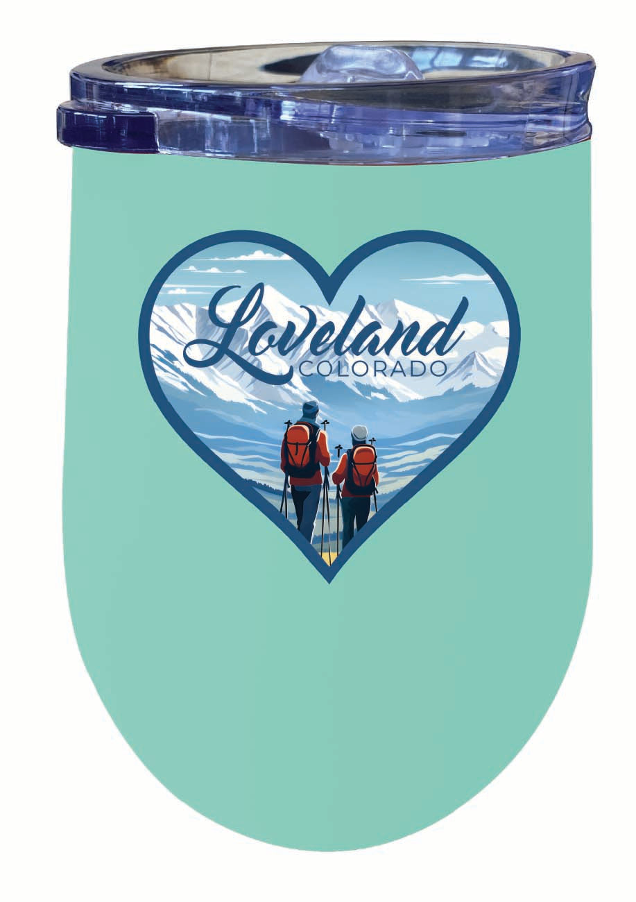 Loveland Colorado Ski Love Design Souvenir 12 oz Insulated Wine Stainless Steel Tumbler Image 1