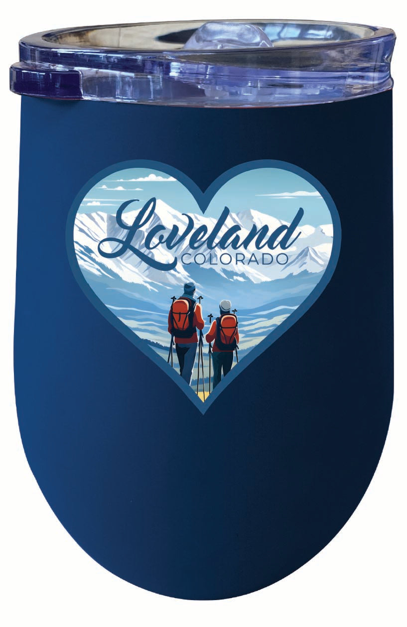 Loveland Colorado Ski Love Design Souvenir 12 oz Insulated Wine Stainless Steel Tumbler Image 2