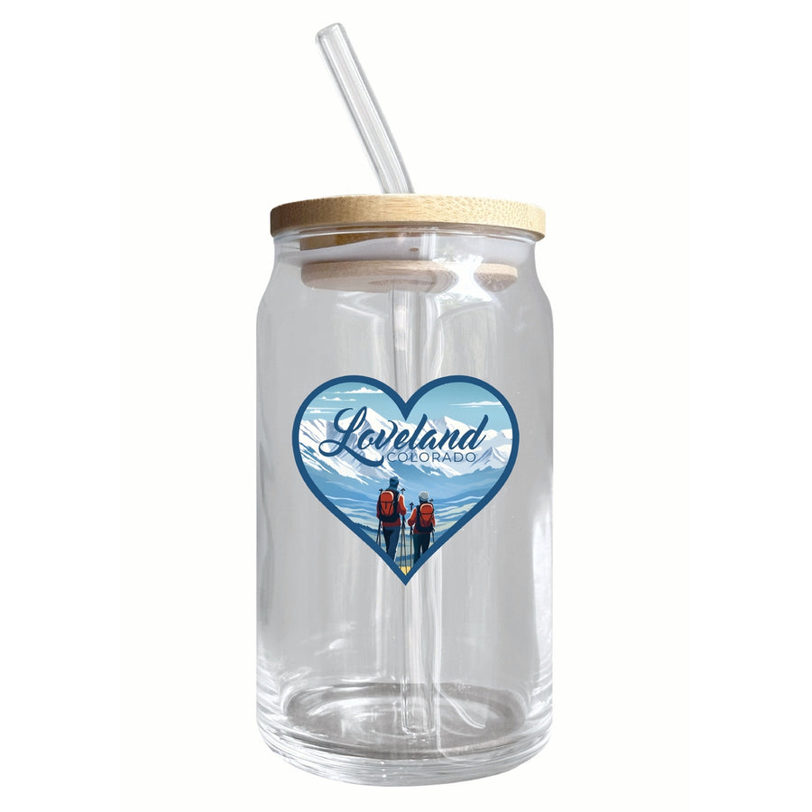 Loveland Colorado Ski Love Design Souvenir 12 oz Beer Can Glass Image 1