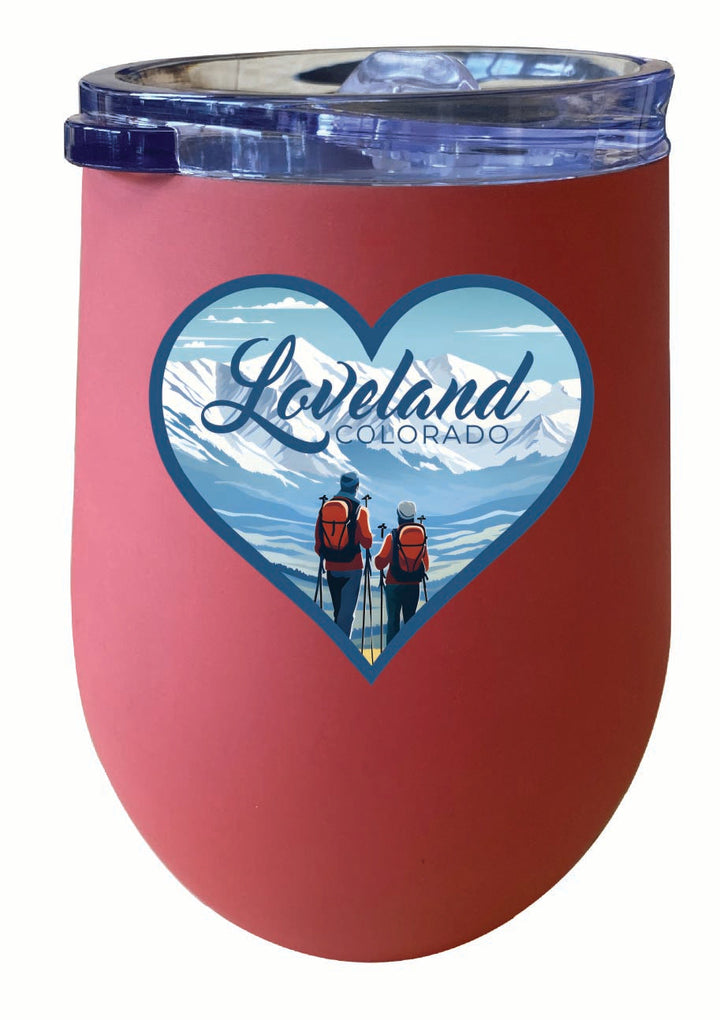 Loveland Colorado Ski Love Design Souvenir 12 oz Insulated Wine Stainless Steel Tumbler Image 3