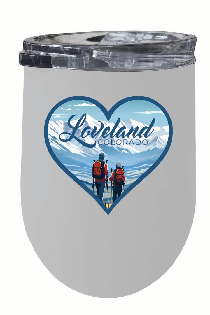 Loveland Colorado Ski Love Design Souvenir 12 oz Insulated Wine Stainless Steel Tumbler Image 4