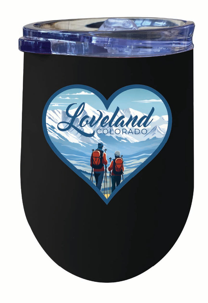 Loveland Colorado Ski Love Design Souvenir 12 oz Insulated Wine Stainless Steel Tumbler Image 4