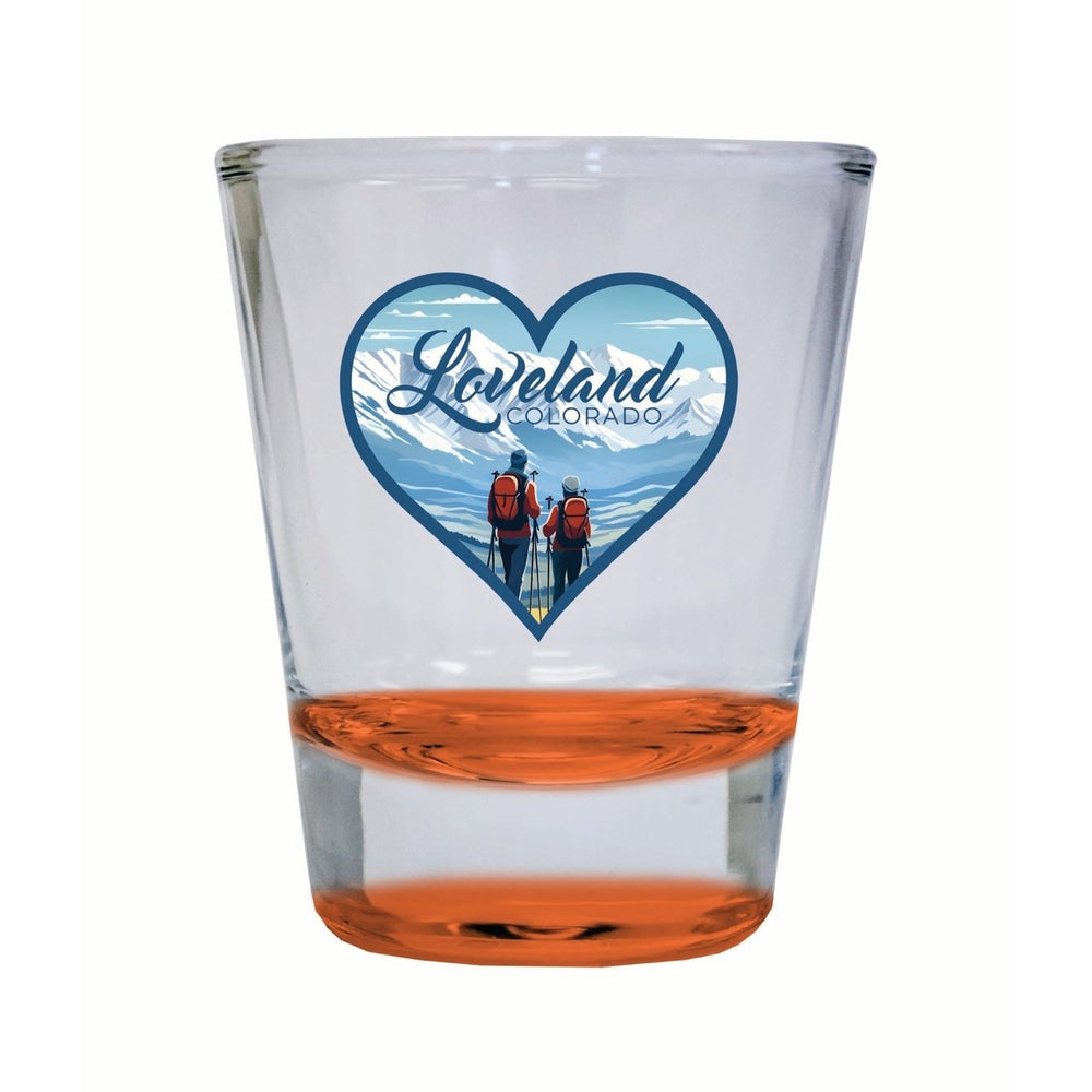 Loveland Colorado Ski Love Design Souvenir 2 Ounce Shot Glass Round Image 2