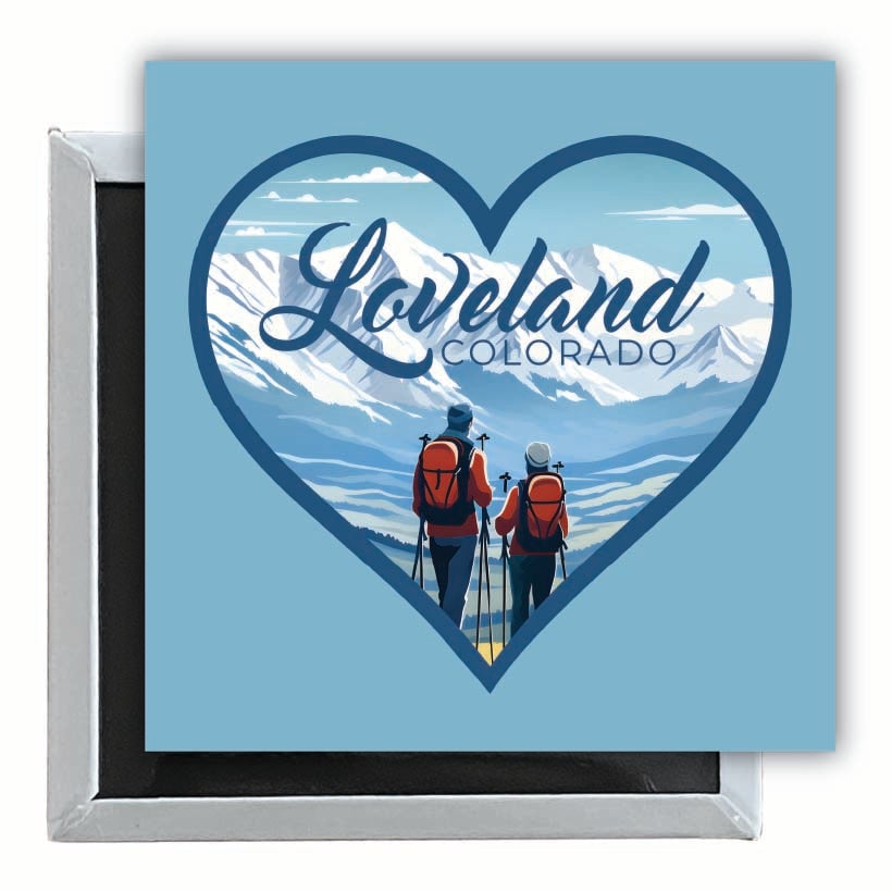 Loveland Colorado Ski Love Design Souvenir 2.5 x 2.5-Inch Fridge Magnet Image 1