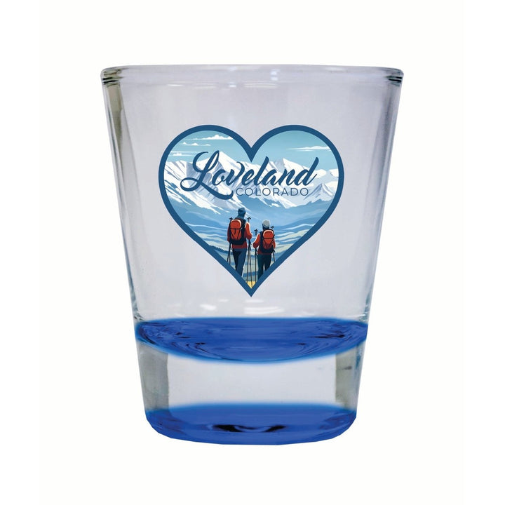 Loveland Colorado Ski Love Design Souvenir 2 Ounce Shot Glass Round Image 4