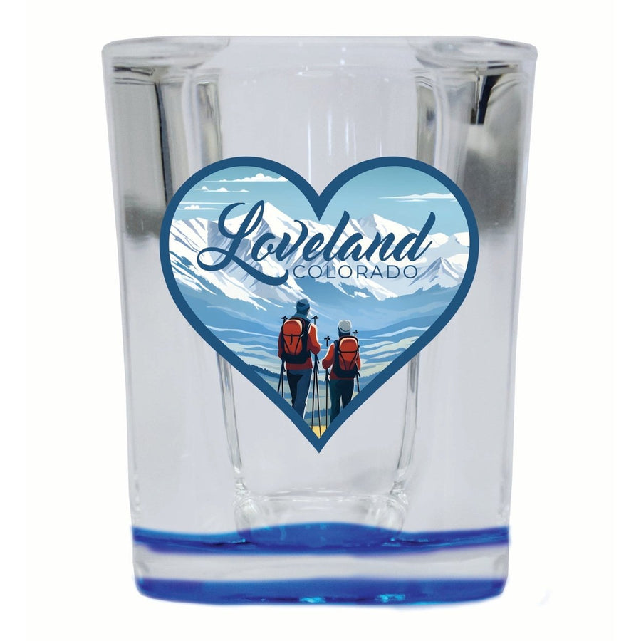 Loveland Colorado Ski Love Design Souvenir 2 Ounce Shot Glass Square Image 1