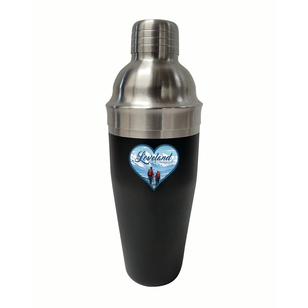 Loveland Colorado Ski Love Design Souvenir 24 oz Stainless Steel Cocktail Shaker Black Image 1