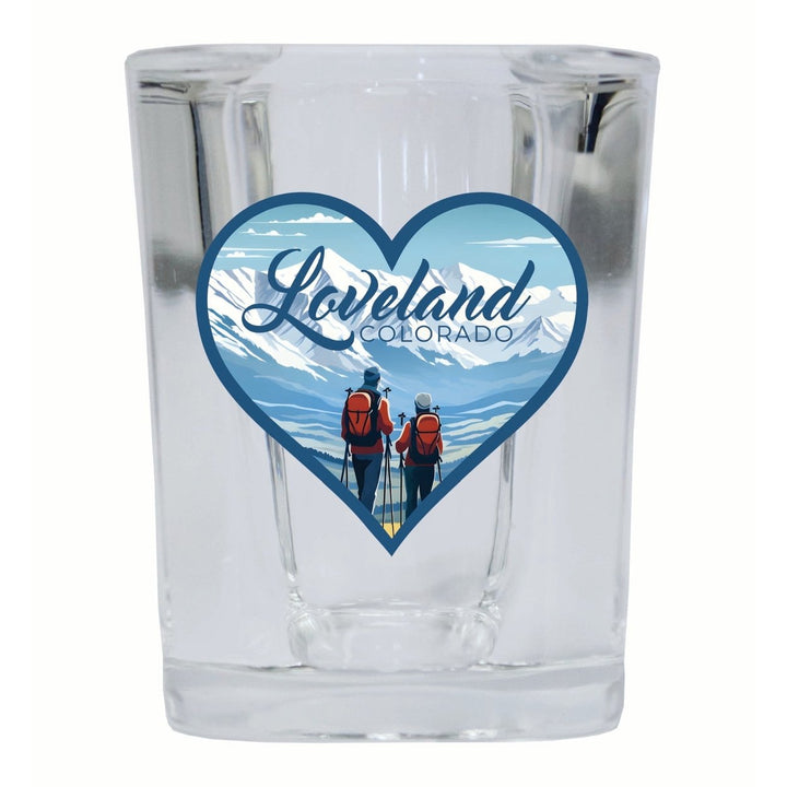 Loveland Colorado Ski Love Design Souvenir 2 Ounce Shot Glass Square Image 2