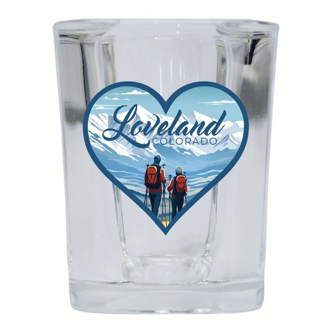 Loveland Colorado Ski Love Design Souvenir 2 Ounce Shot Glass Square Image 1