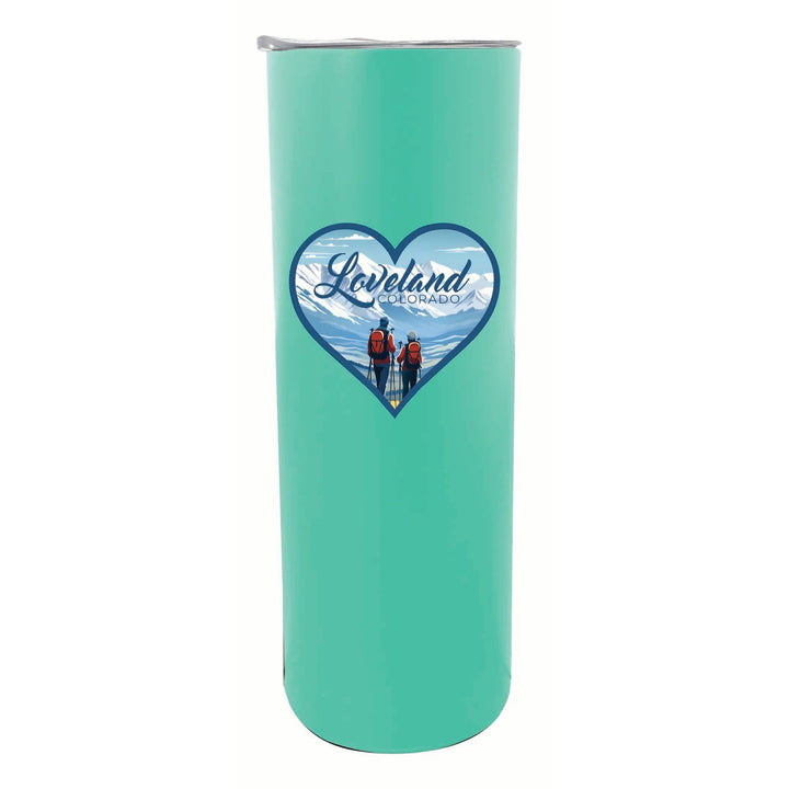 Loveland Colorado Ski Love Design Souvenir 20 oz Insulated Stainless Steel Skinny Tumbler Image 3