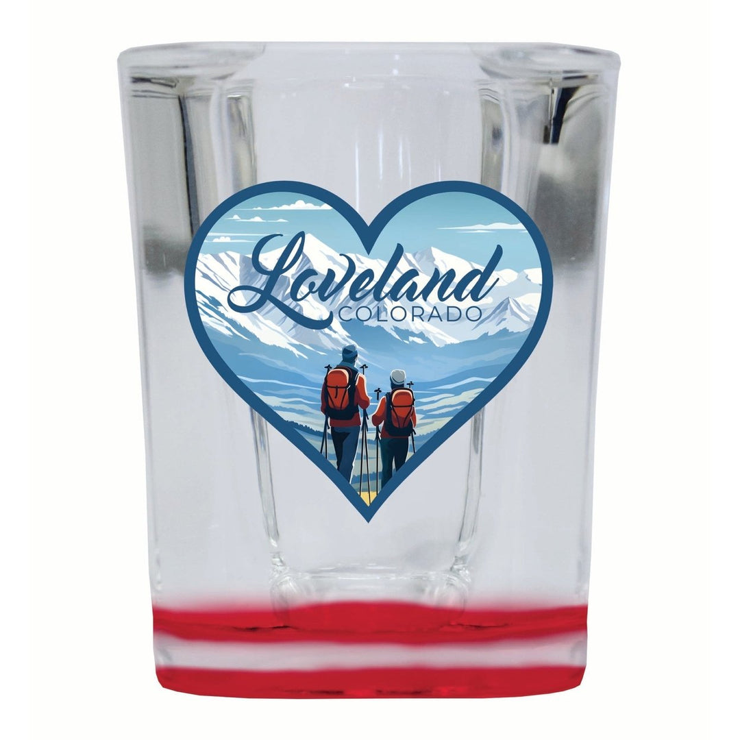 Loveland Colorado Ski Love Design Souvenir 2 Ounce Shot Glass Square Image 4