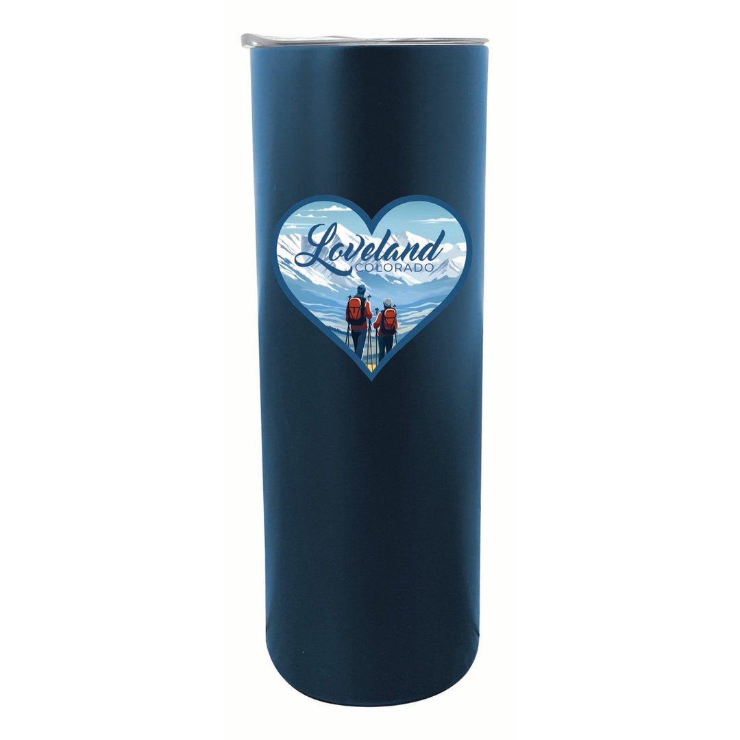 Loveland Colorado Ski Love Design Souvenir 20 oz Insulated Stainless Steel Skinny Tumbler Image 1