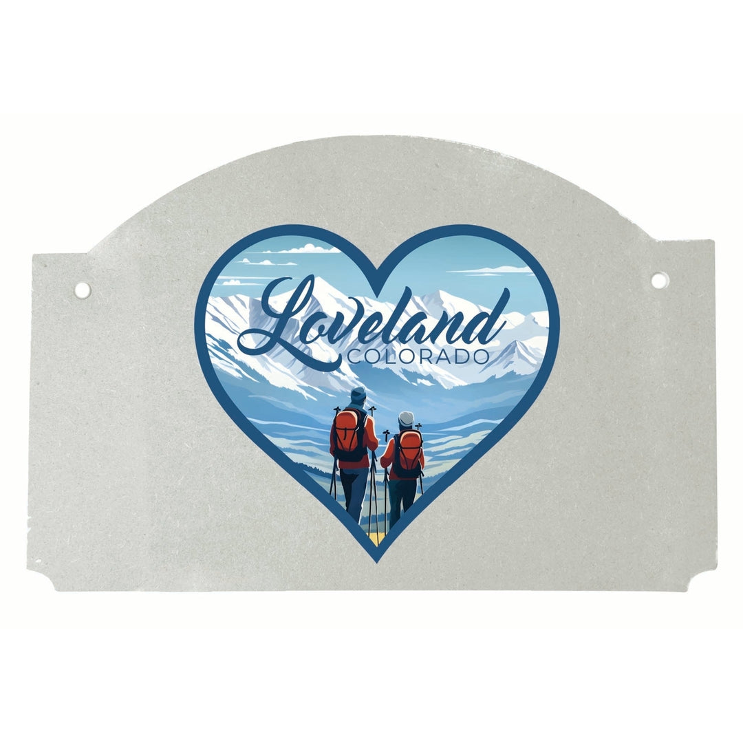 Loveland Colorado Ski Love Design Souvenir Wood sign flat with string Image 1