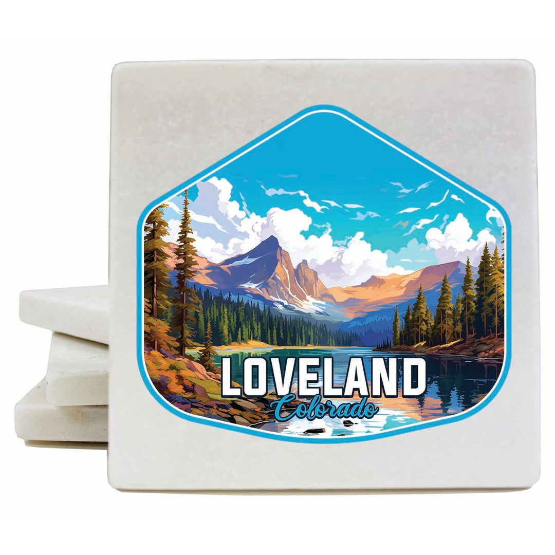 Loveland Colorado Mountain Landscape Design Souvenir 4x4-Inch Coaster Marble 4 Pack Image 1