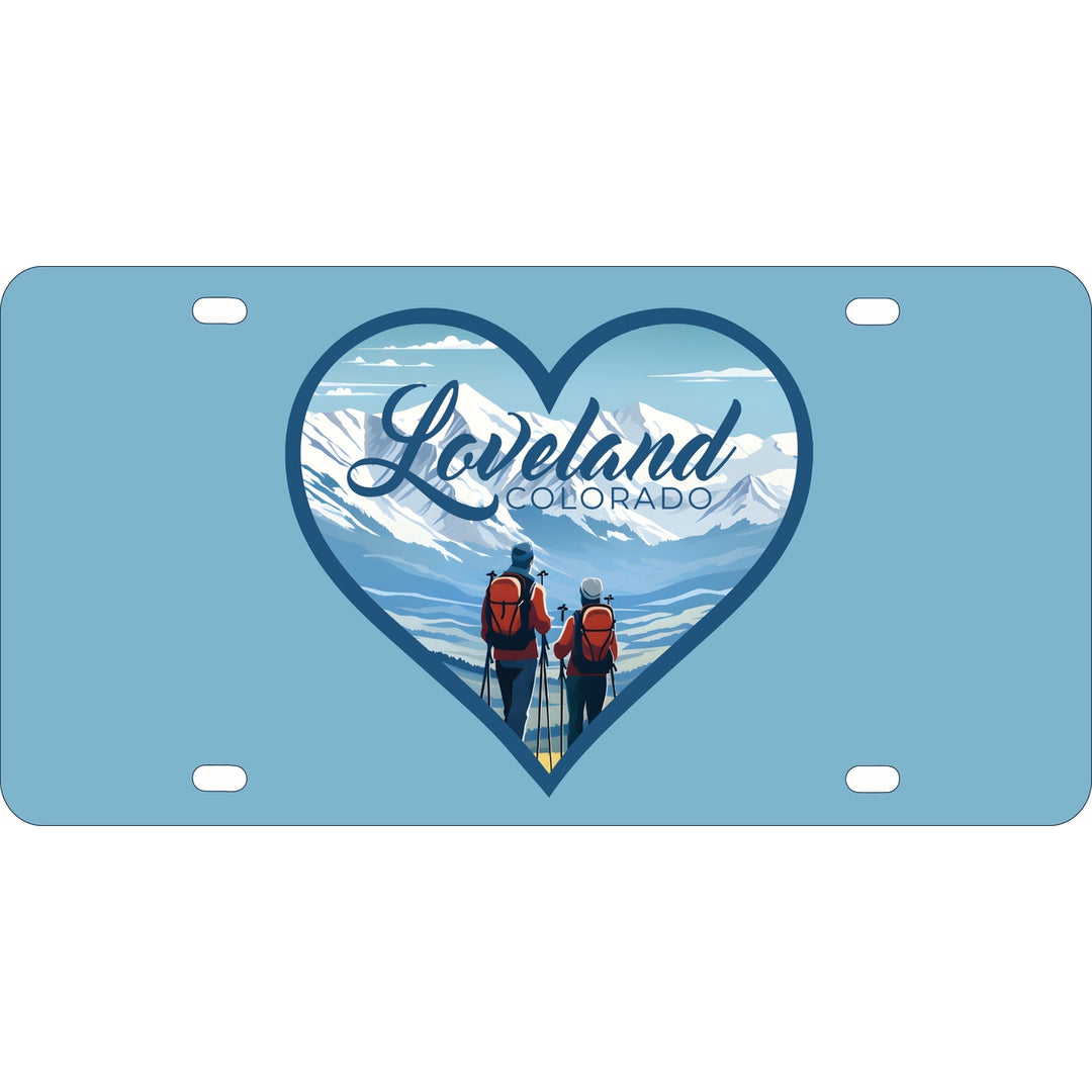 Loveland Colorado Ski Love Design Souvenir Metal License Plate Image 1