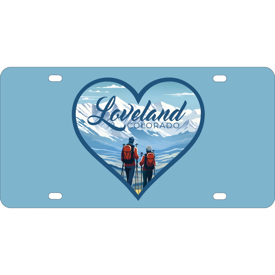 Loveland Colorado Ski Love Design Souvenir Metal License Plate Image 1