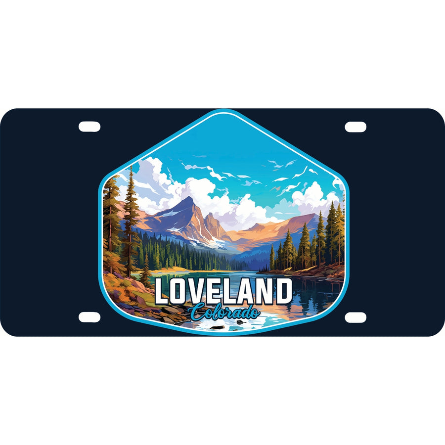 Loveland Colorado Mountain Landscape Design Souvenir Metal License Plate Image 1