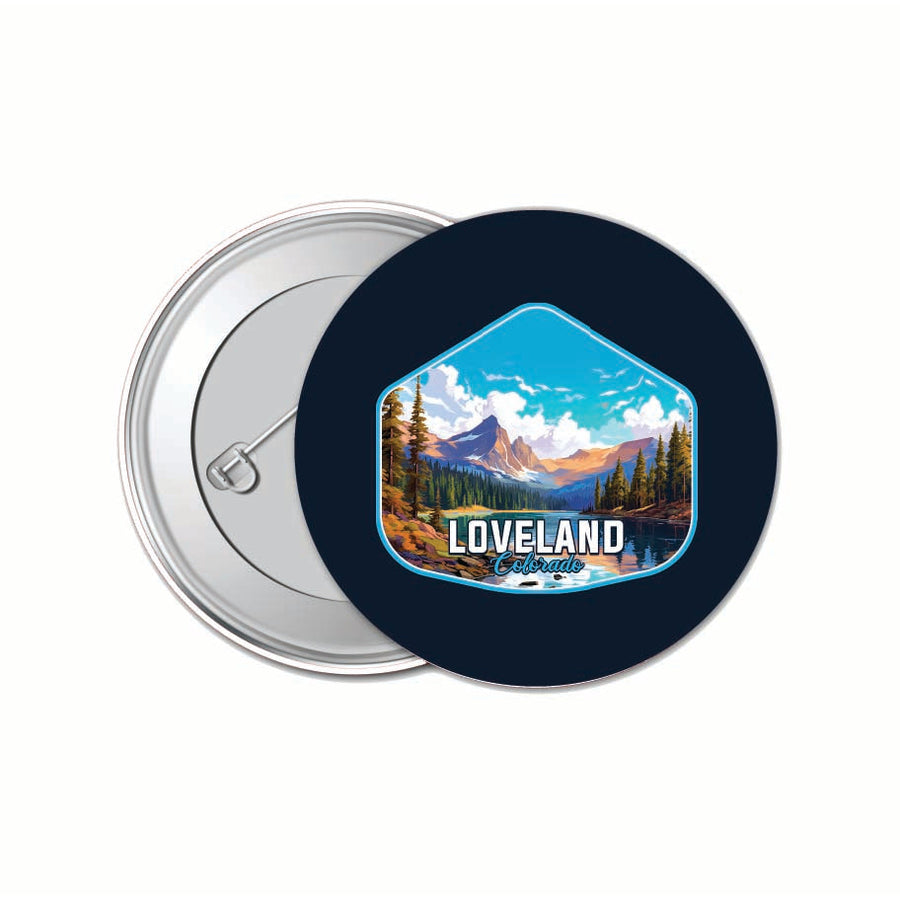 Loveland Colorado Mountain Landscape Design Souvenir Small 1-Inch Button Pin 4 Pack Image 1