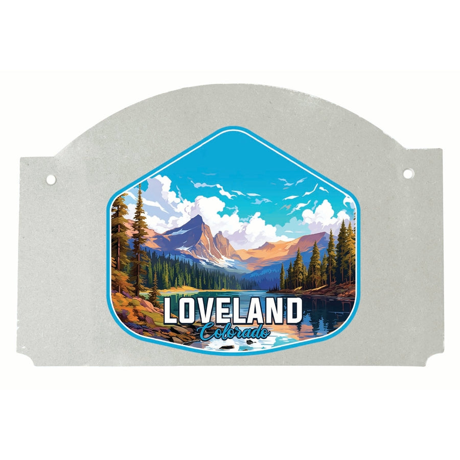 Loveland Colorado Mountain Landscape Design Souvenir Wood sign flat with string Image 1